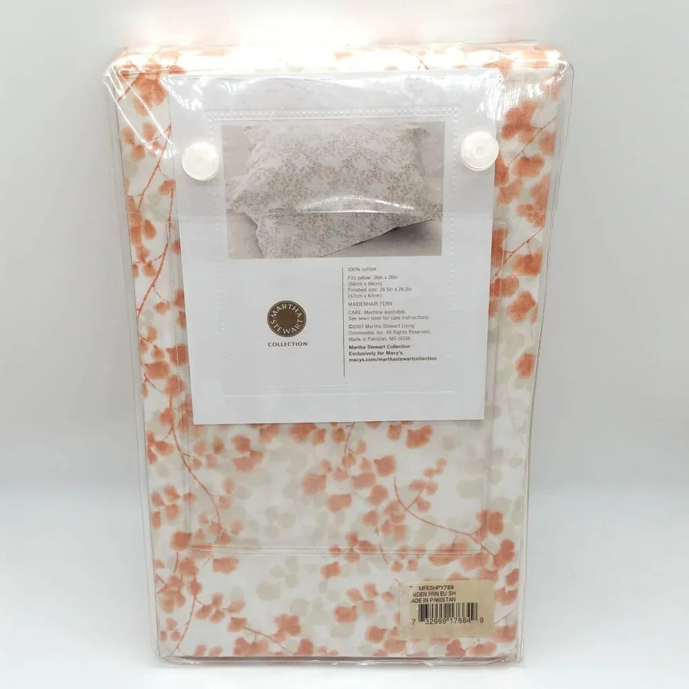 Martha Stewart Fine Linens MaidenHair Fern Euro Sham, 100% Cotton, 26